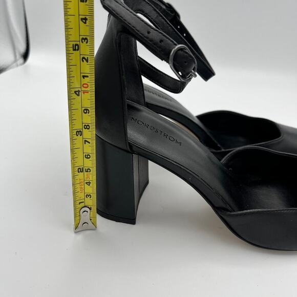 Nordstrom Women's Black Ankle Strap Square Toe Heels Size 6M - Picture 7 of 9